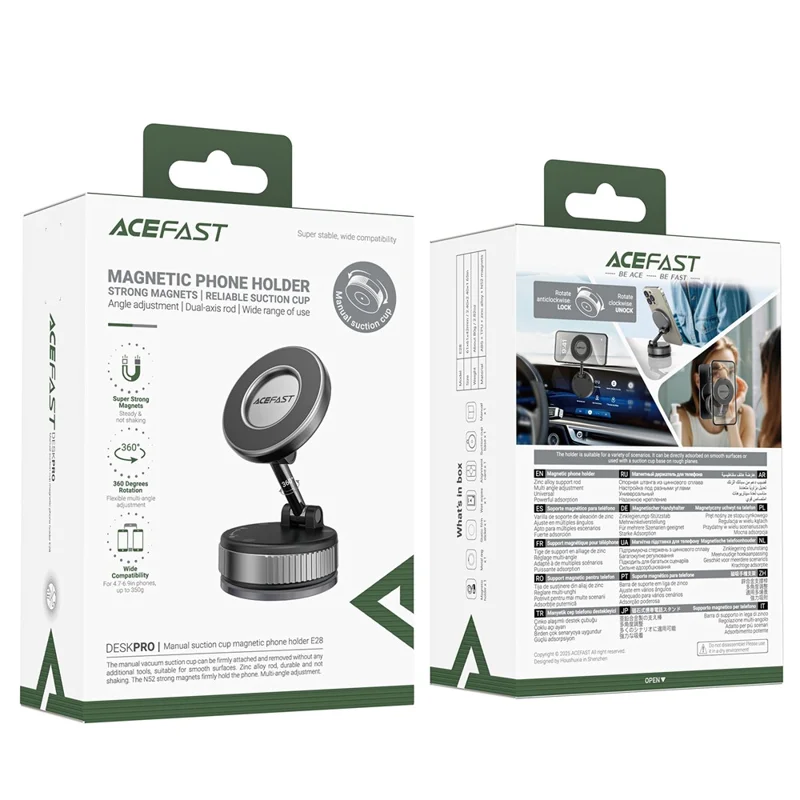 Soporte Magnético ACEFAST E28 para Teléfono en Coche con Rotación y Ventosa Fuerte para Múltiples Superficies