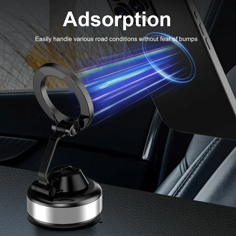 R-JUST CZ20 Support de téléphone magnétique pour voiture, rotation 360 degrés, avec ventouse - Noir