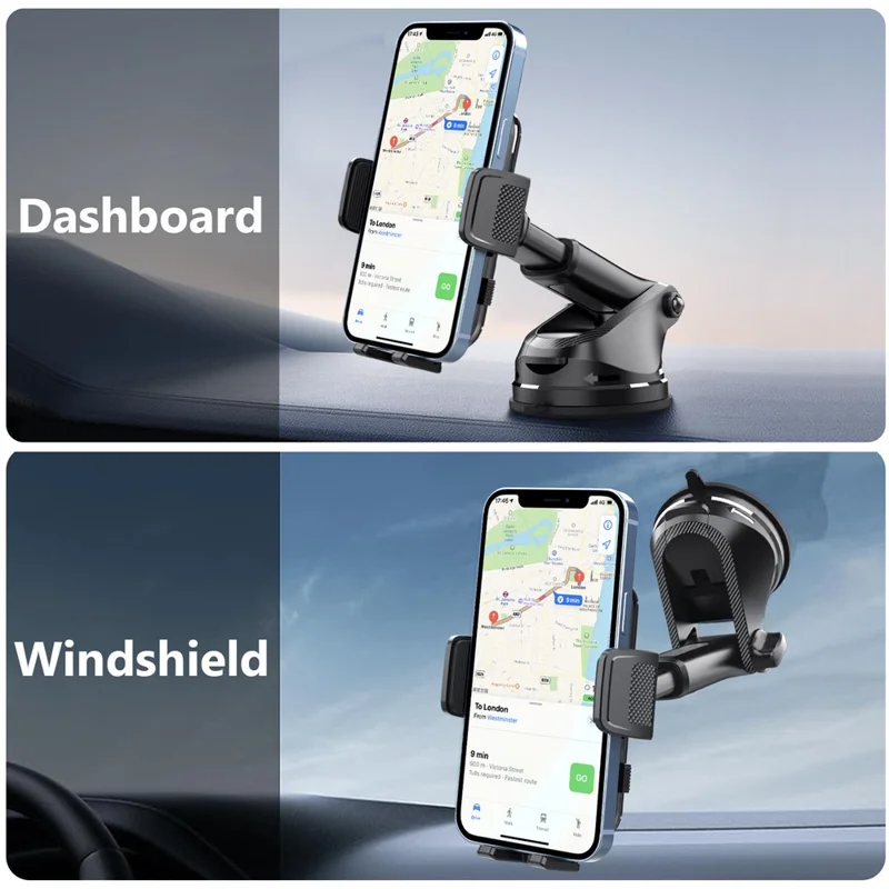 Support de téléphone pour voiture ML239 à rotation 360 degrés avec bras télescopique et base à ventouse pour smartphone