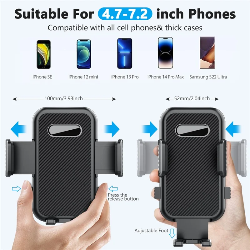 Support de téléphone pour voiture ML239 à rotation 360 degrés avec bras télescopique et base à ventouse pour smartphone