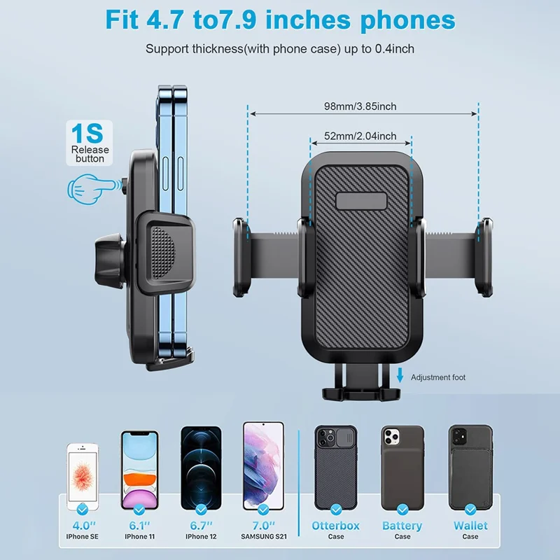 ML-200 Extendable Arm Phone Holder 360 Degree Rotation Suction Cup Mount Bracket for Car Dashboard / Windshield