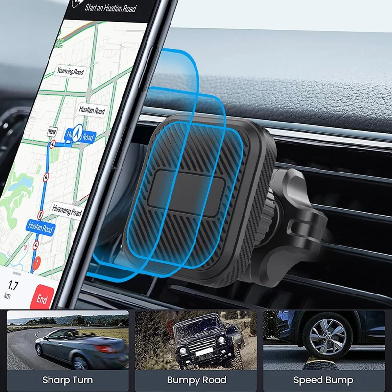 ML172 360 Degree Rotation Car Air Vent Square Magnetic Phone Holder Bracket for 4 - 7 Inch Phones