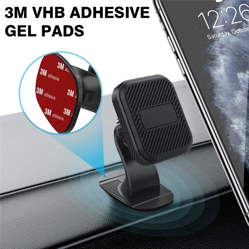 ML173 Adhesive Base 360 Degree Rotation Car Dashboard Mount Square Magnetic Phone Holder Bracket