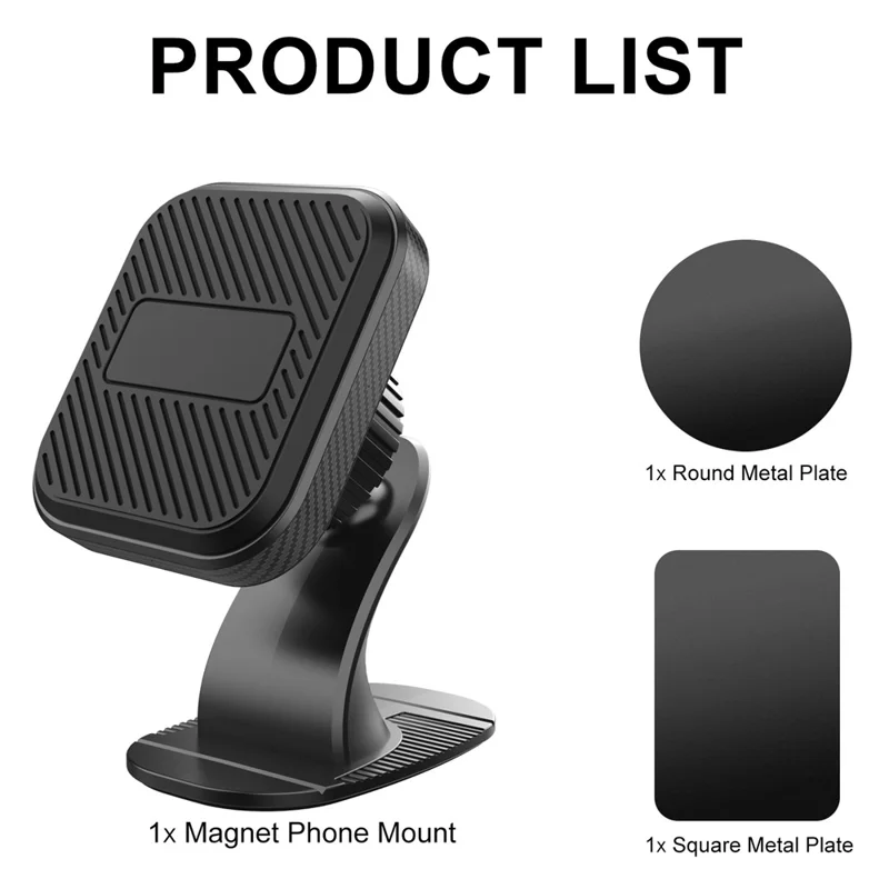 ML173 Adhesive Base 360 Degree Rotation Car Dashboard Mount Square Magnetic Phone Holder Bracket