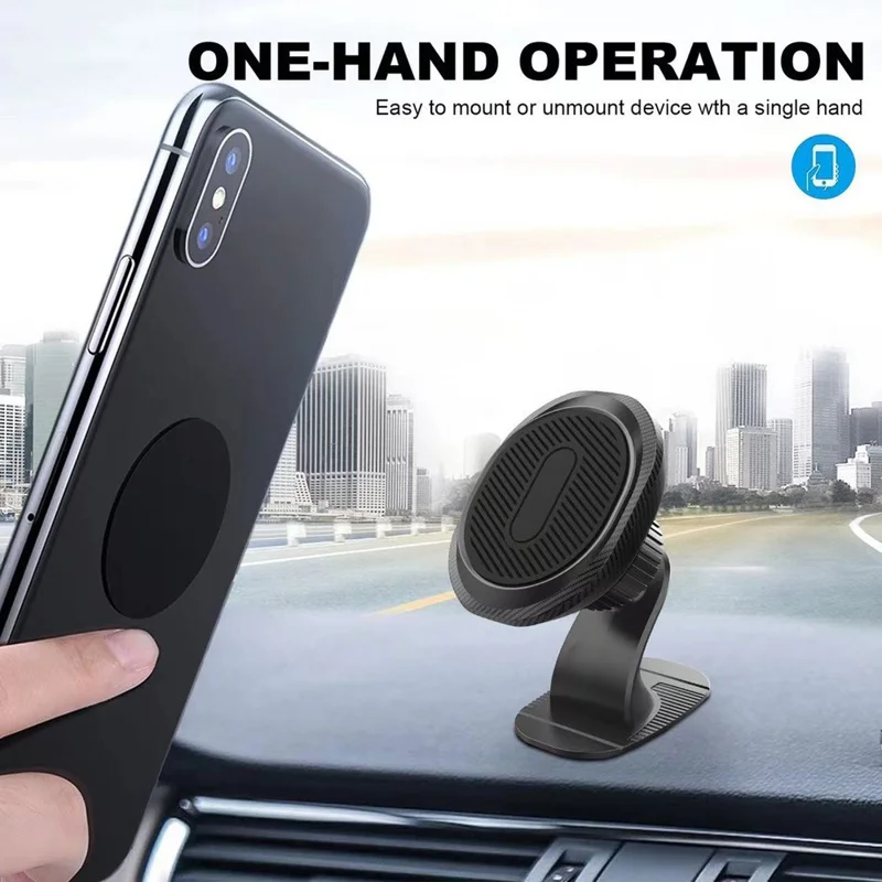 ML180 360 Degree Rotation Car Dashboard Mount Oval Magnetic Phone Holder Bracket with Adhesive Base