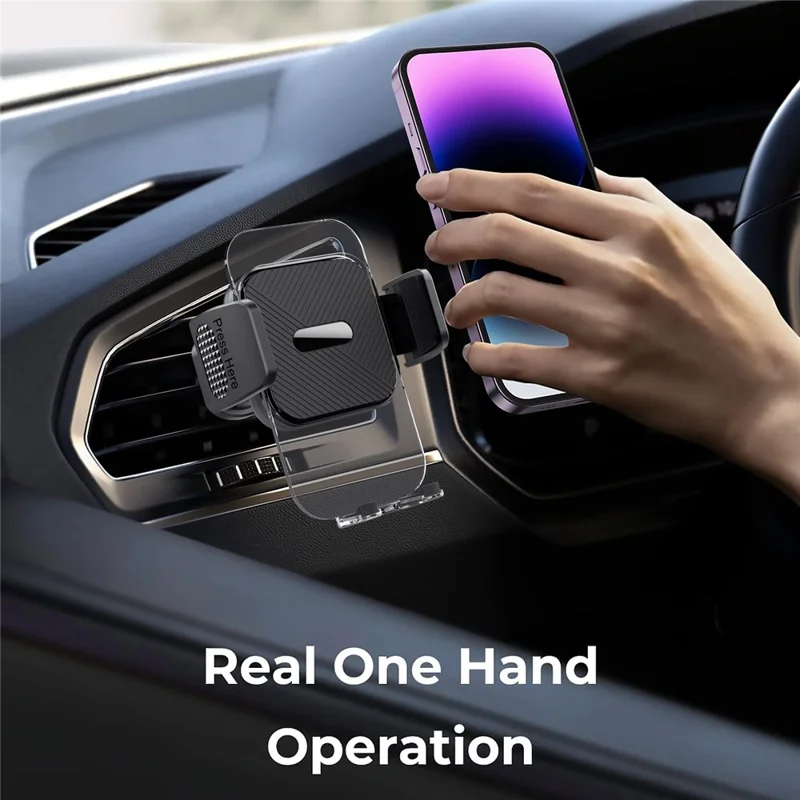 ML244 For Car Air Vent 360 Degree Rotation Phone Holder Hook Design Transparent Cellphone Mount Stand - Grey