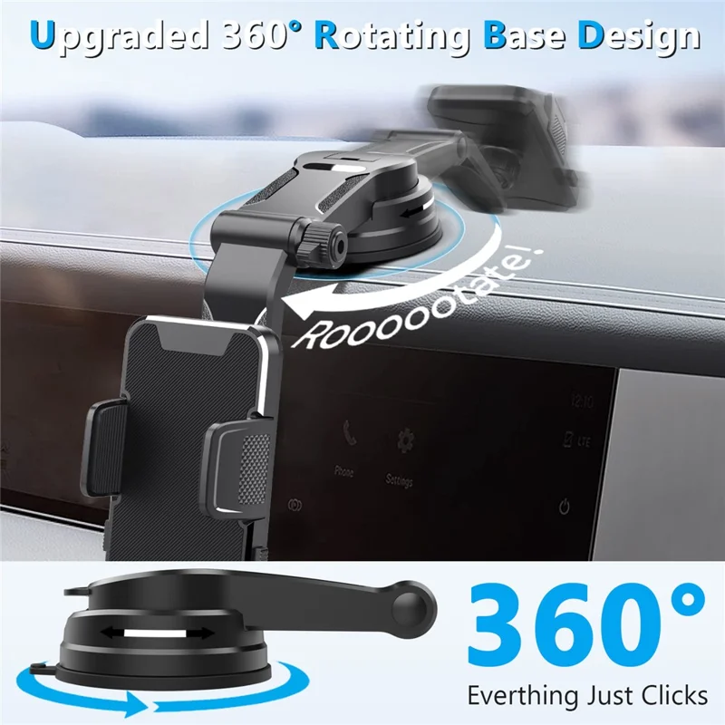 ML241 Car Phone Holder 360 Degree Rotation Adjustable Arm Suction Cup Mount Bracket