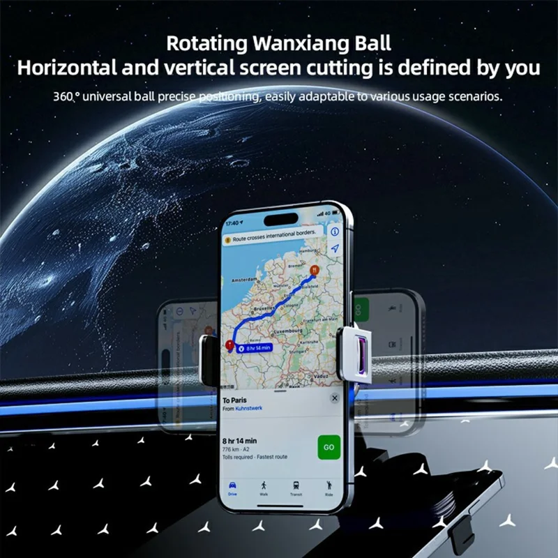 SD23 Car Navigation Air Vent Phone Holder 15W Wireless Charger with Ambient Light - Silver