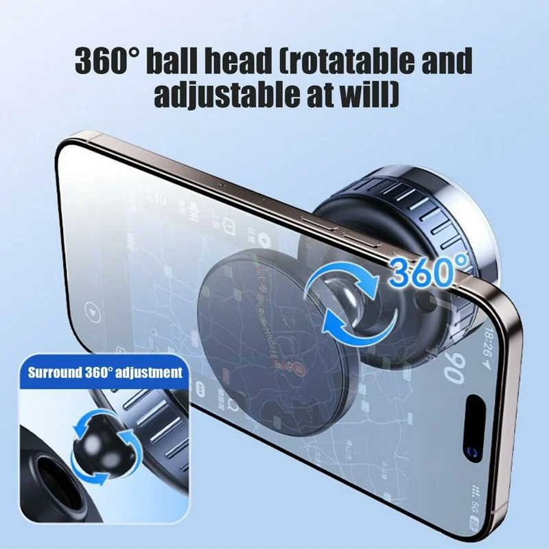X50 Car Dashboard Windscreen Suction Cup Phone Holder 360 Degree Rotation Magnetic Mount Stand - Black
