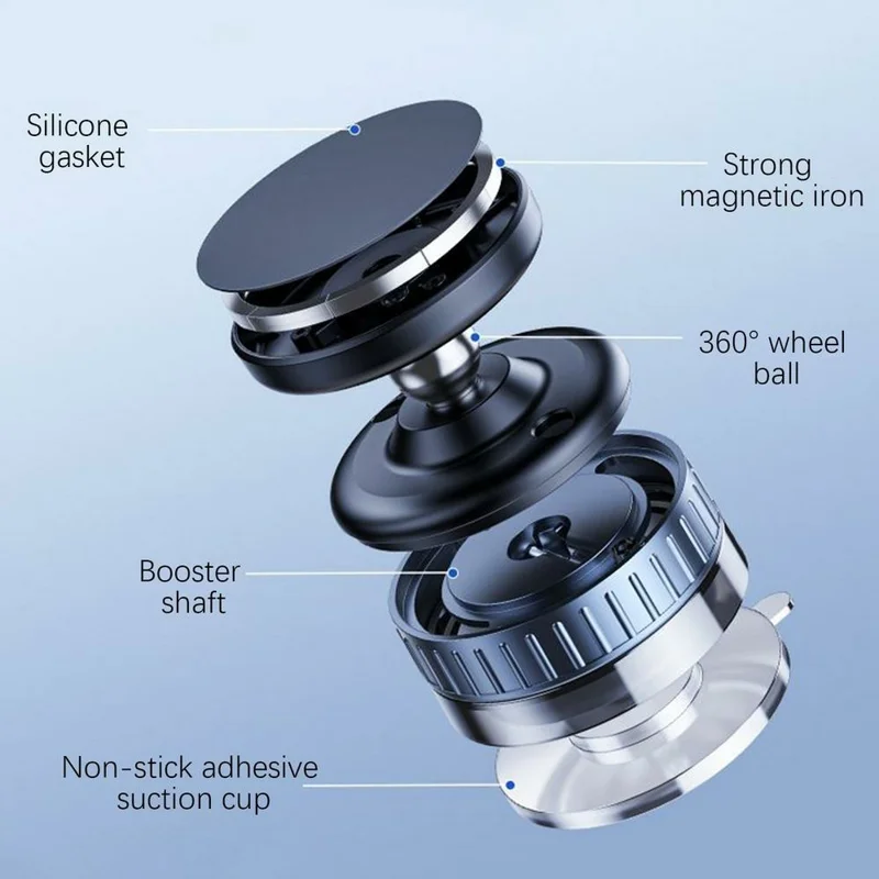 X50 Car Dashboard Windscreen Suction Cup Phone Holder 360 Degree Rotation Magnetic Mount Stand - Black