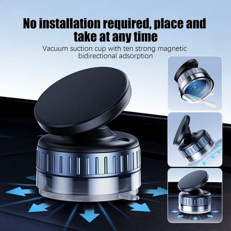 X50 Car Dashboard Windscreen Suction Cup Phone Holder 360 Degree Rotation Magnetic Mount Stand - Black