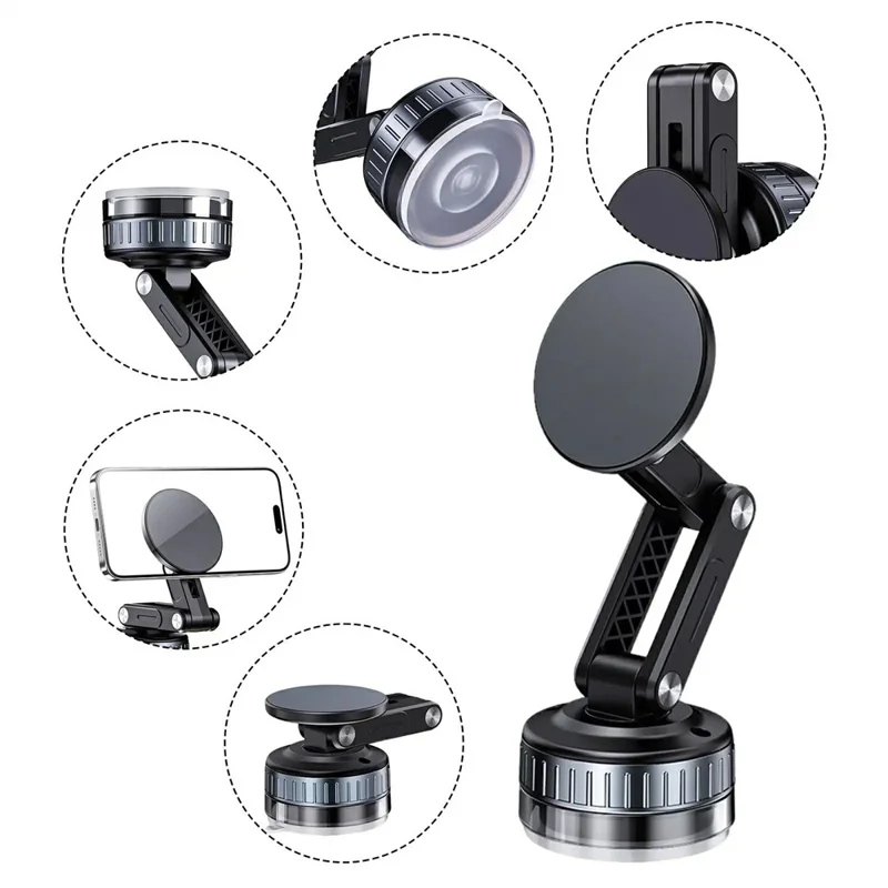 Suporte de Celular Magnético X51 para Painel de Carro com Braço Mecânico Dobrável e Ventosa - Preto