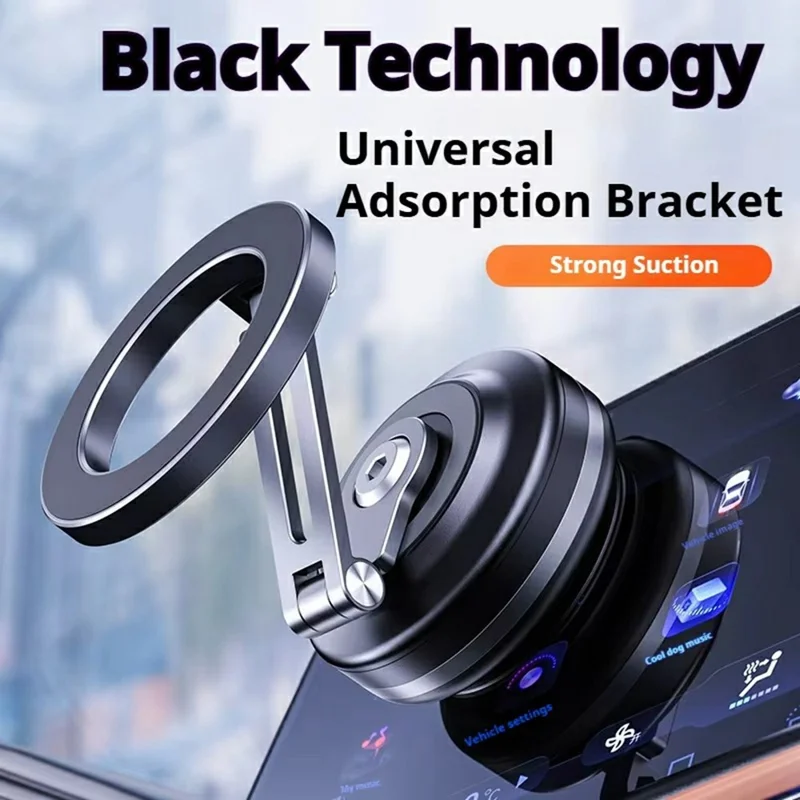 X64 Electric Vacuum Suction Car Phone Mount Foldable Magnetic Smartphones Bracket - Black