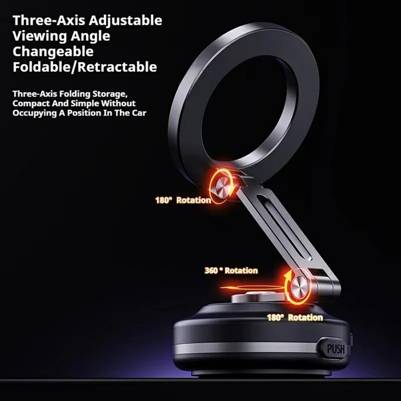 X64 Electric Vacuum Suction Car Phone Mount Foldable Magnetic Smartphones Bracket - Black