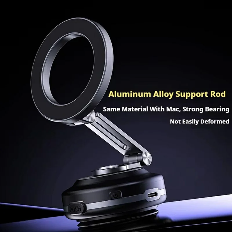 X64 Electric Vacuum Suction Car Phone Mount Foldable Magnetic Smartphones Bracket - Black