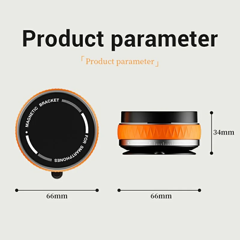 Soporte de teléfono plegable X58 con ventosa para espejo de coche, rotación 360 grados, base magnética - Naranja