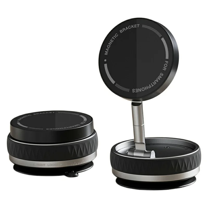 X58 Foldable Suction Cup Phone Holder Car Mirror Glass 360 Degree Rotation Magnetic Phone Stand - Black