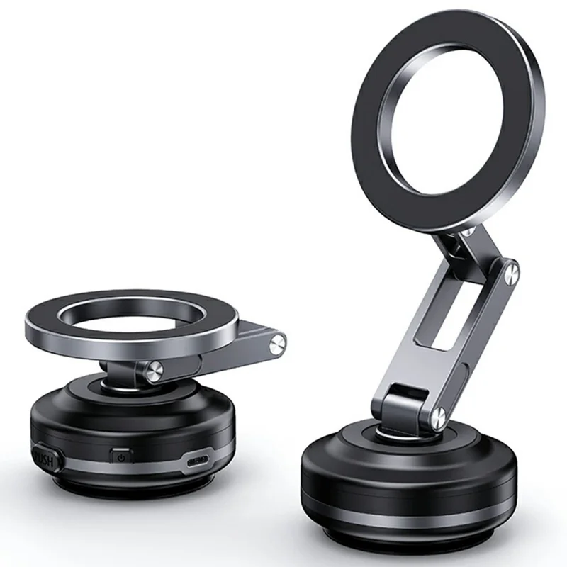 X63 Magnetic Car Phone Navigation Mount Vacuum Suction Cup Foldable Arm Aluminum Alloy Bracket - Grey