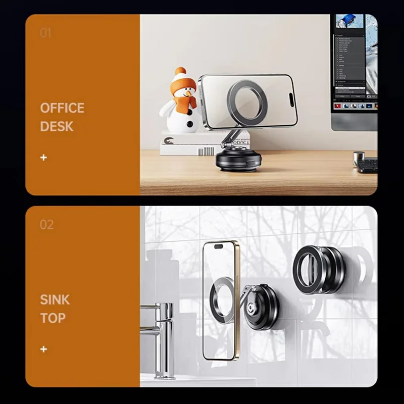 X63 Magnetic Car Phone Navigation Mount Vacuum Suction Cup Foldable Arm Aluminum Alloy Bracket - Grey