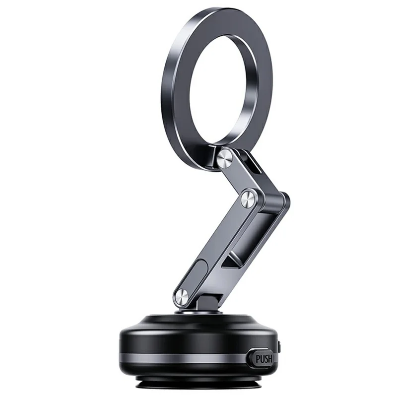 X63 Magnetic Car Phone Navigation Mount Vacuum Suction Cup Foldable Arm Aluminum Alloy Bracket - Grey