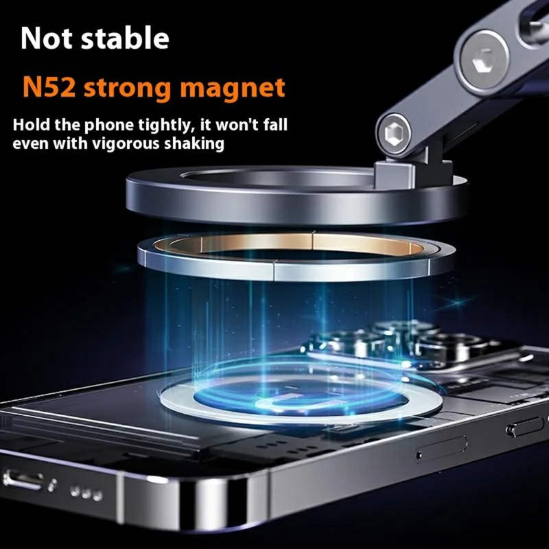 X53 Magnetic Car Dashboard Phone Stand Vacuum Suction Cup 360 Degree Rotation Foldable Cellphone Bracket