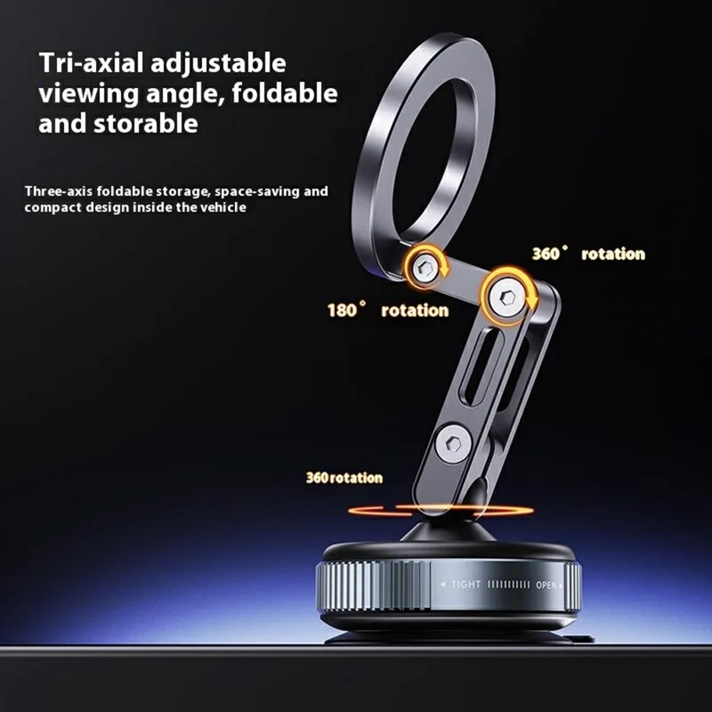 X53 Magnetic Car Dashboard Phone Stand Vacuum Suction Cup 360 Degree Rotation Foldable Cellphone Bracket