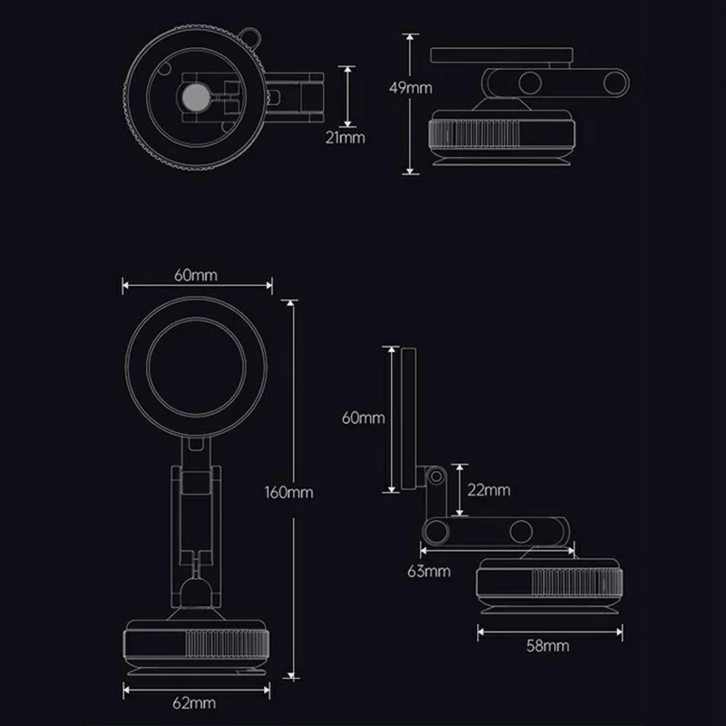 X53 Magnetic Car Dashboard Phone Stand Vacuum Suction Cup 360 Degree Rotation Foldable Cellphone Bracket