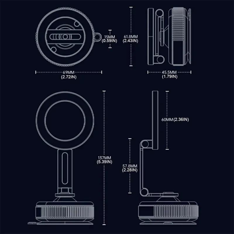 X54 Magnetic Car Phone Holder Dashboard Windshield Suction Cup Mount Foldable Navigation Stand