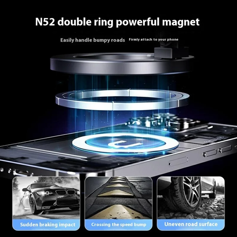 Z18 Aluminum Alloy Car Phone Mount 360 Degree Rotation Anti Shake Magnetic Cellphone Holder
