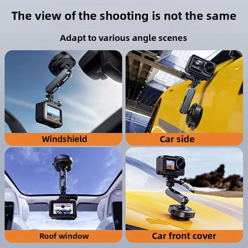 DJ-1 Electric Vacuum Suction Cup Car Camera Mount 360 Degree Adjustable Aluminum Alloy Action Camera Bracket