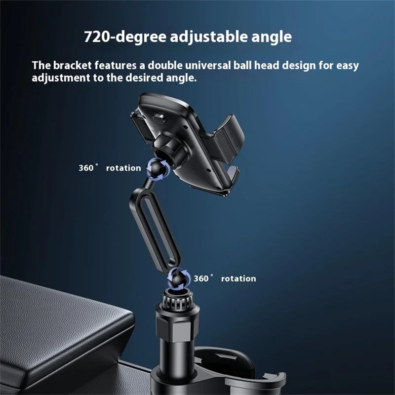 YESIDO C273 2 in 1 Car Cup Holder Phone Mount Adjustable 4.7-7.2 Inch Cellphone Bracket