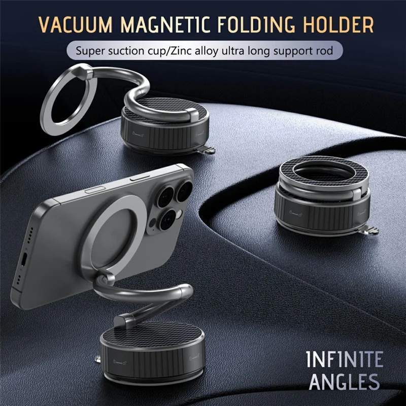 H3 Car Phone Mount 360 Degree Rotation Foldable Adjustable Arm Metal Magnetic Phone Holder