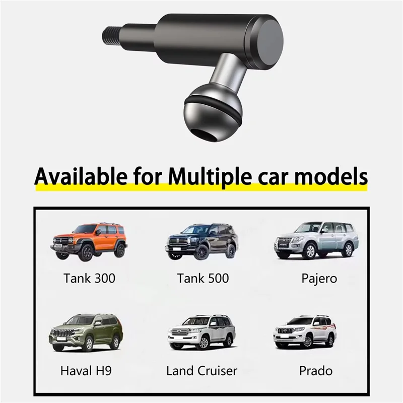 A037 Car Phone Mount for Land Cruiser / Prado / Tank 300 / 500 A-Pillar Adjustable Aluminum Alloy Cellphone Holder