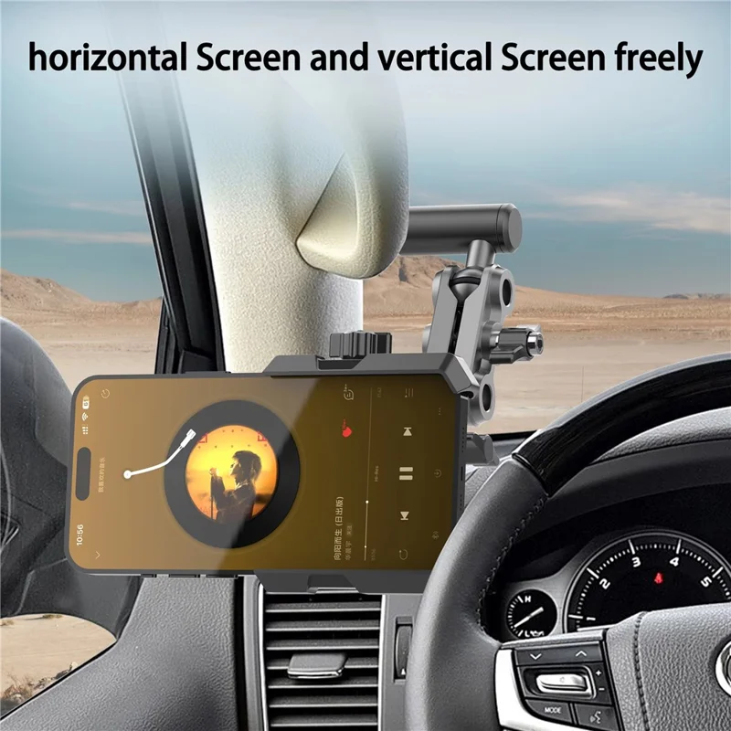 A037 Car Phone Mount for Land Cruiser / Prado / Tank 300 / 500 A-Pillar Adjustable Aluminum Alloy Cellphone Holder