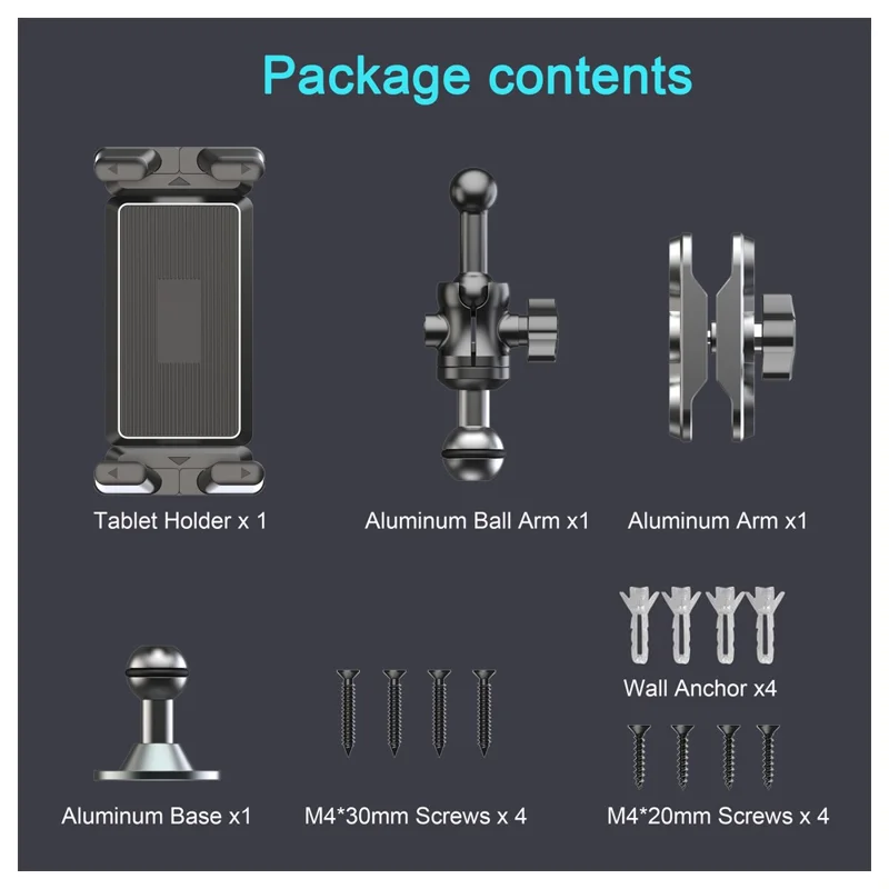 X039 Car Truck Boat Wall Mount Phone Holder Heavy Duty Adjustable Tablet Stand with Aluminum Drill Base