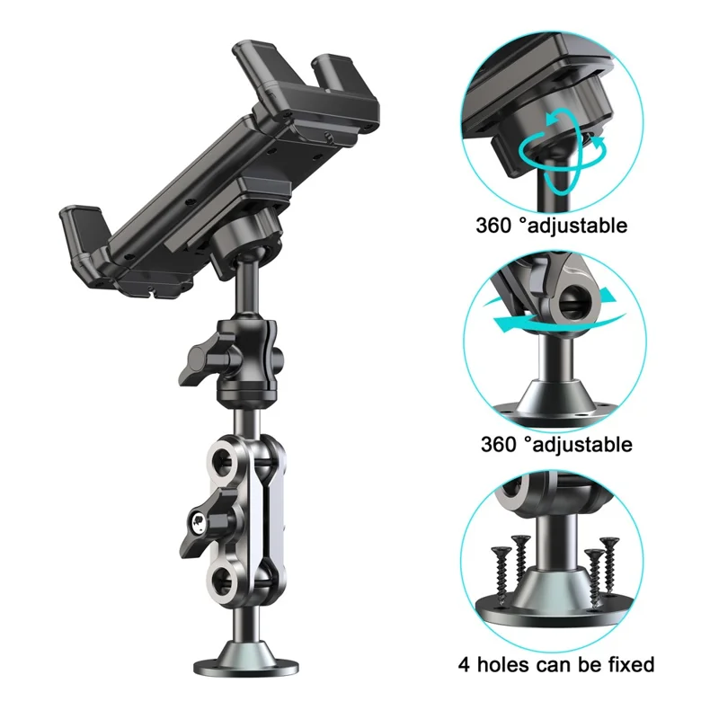 X039 Car Truck Boat Wall Mount Phone Holder Heavy Duty Adjustable Tablet Stand with Aluminum Drill Base