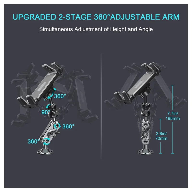 X039 Car Truck Boat Wall Mount Phone Holder Heavy Duty Adjustable Tablet Stand with Aluminum Drill Base