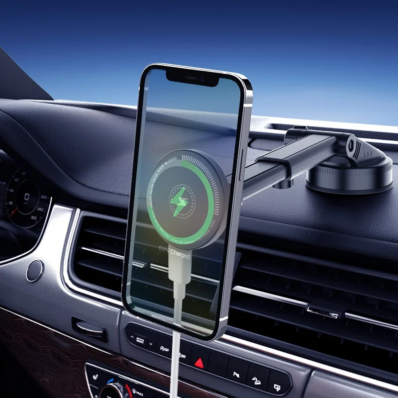 Chargeur sans fil X236F 15W Support de voiture de tableau de bord réglable Porte-téléphone magnétique de navigation