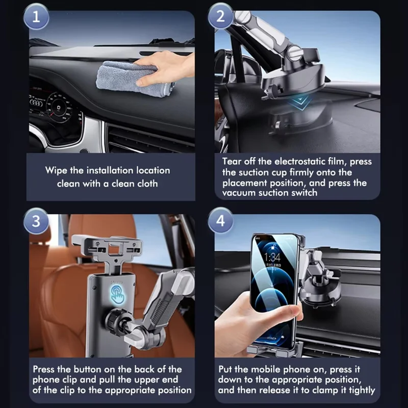 Suporte Universal X257 para Tablet e Celular em Carro e Caminhão com Braço Ajustável e Ventosa