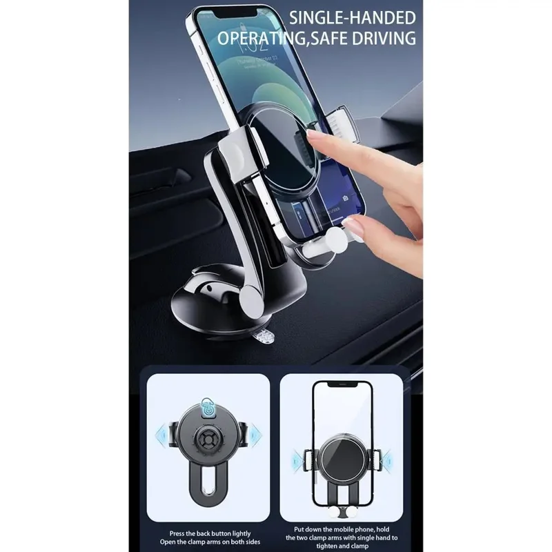 X253 Multifunctional 360 Degree Rotating Car Phone Mount Dashboard Suction Cup Holder
