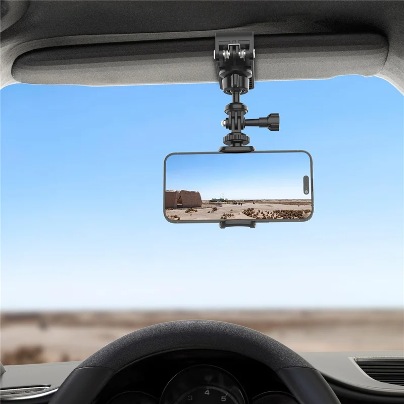 Support de téléphone universel ZY02 pour pare-soleil de voiture avec pince pour smartphone et support de caméra panoramique
