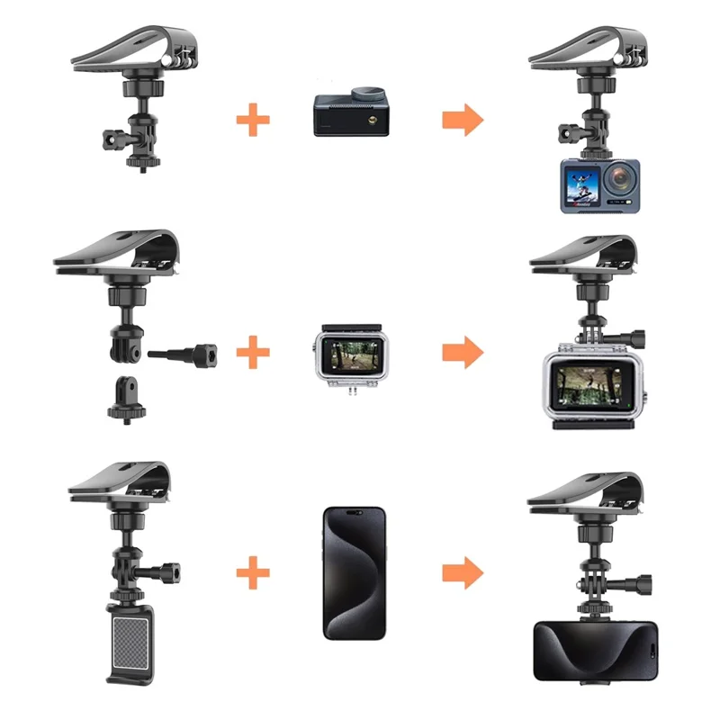 Support de téléphone universel ZY02 pour pare-soleil de voiture avec pince pour smartphone et support de caméra panoramique