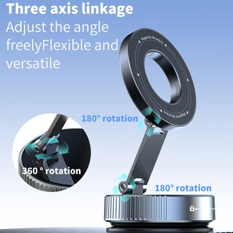 Soporte Magnético K1 para Teléfono en Coche con Base de Ventosa, Rotación 360 Grados, Soporte Plegable para Navegación