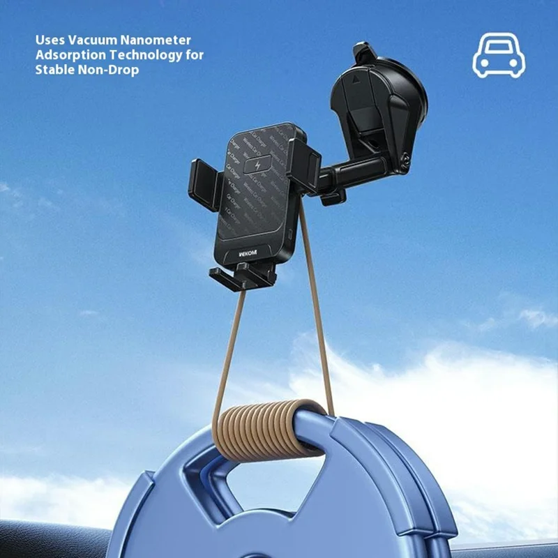 WEKOME WP-U210 for 4.7 - 7.2 Inch Devices Car Mount Wireless Charger 15W Fast Charging 360° Rotation Stand
