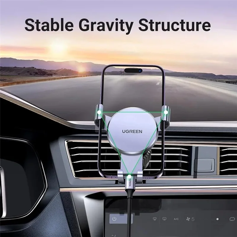 UGREEN 15223 Car Phone Holder Air Vent Mount 360 Degree Adjustable Gravity Sensing Bracket for 4.7 - 7.2 Inch Cellphones