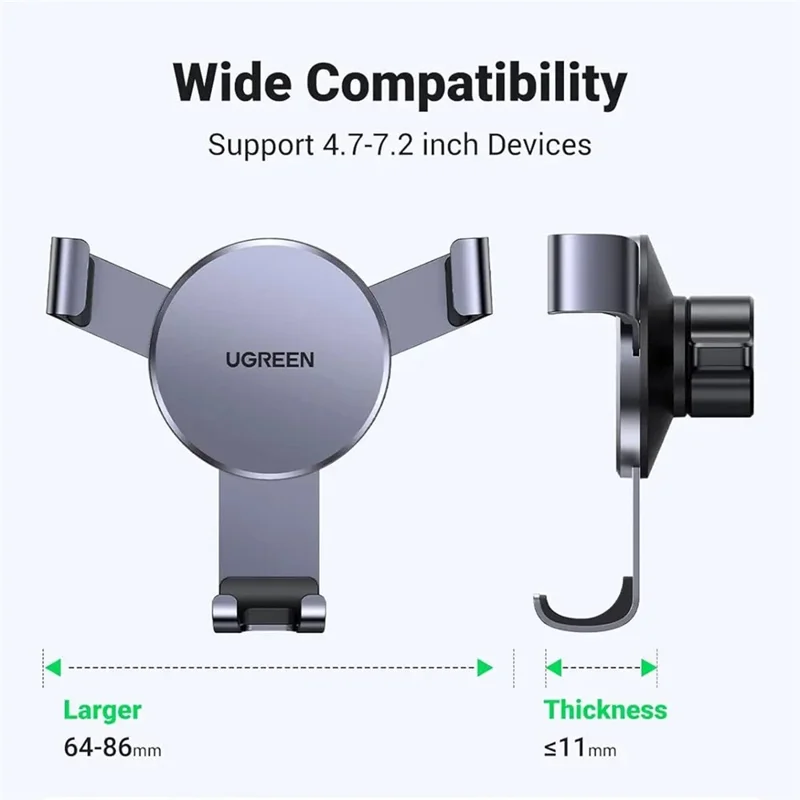 UGREEN 15223 Car Phone Holder Air Vent Mount 360 Degree Adjustable Gravity Sensing Bracket for 4.7 - 7.2 Inch Cellphones