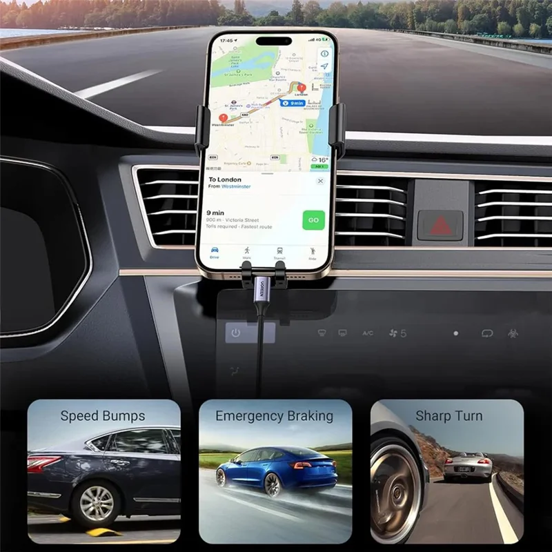 UGREEN 40907 Car Phone Bracket Air Vent Mount Gravity Sensing Aluminum Alloy Cellphone Holder Stand