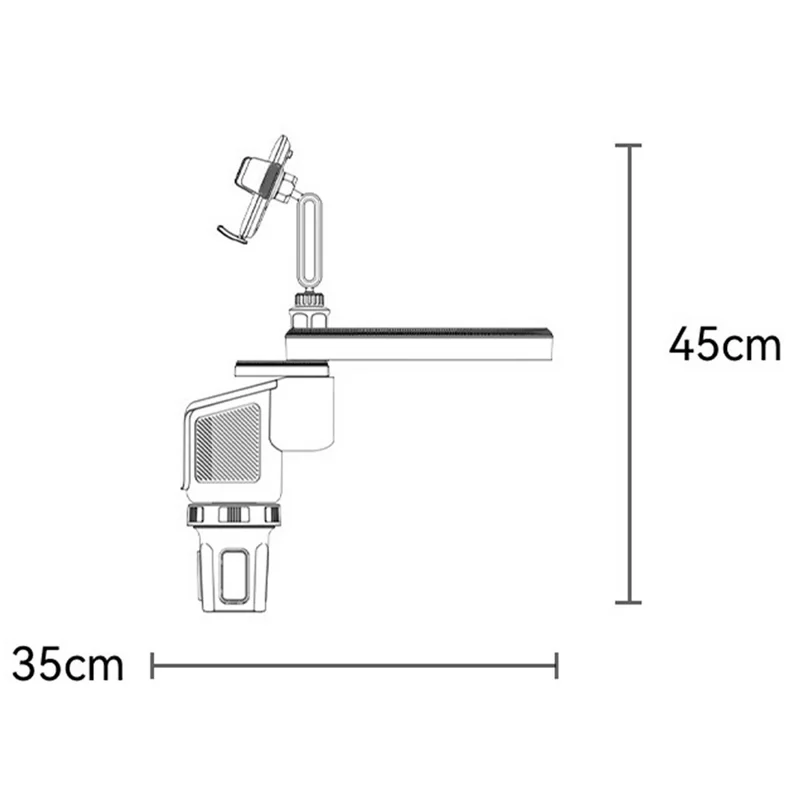 YESIDO C274 Multifunctional Organizer Car Cup Holder Food Tray with Expandable Base Drink Rack Phone Stand