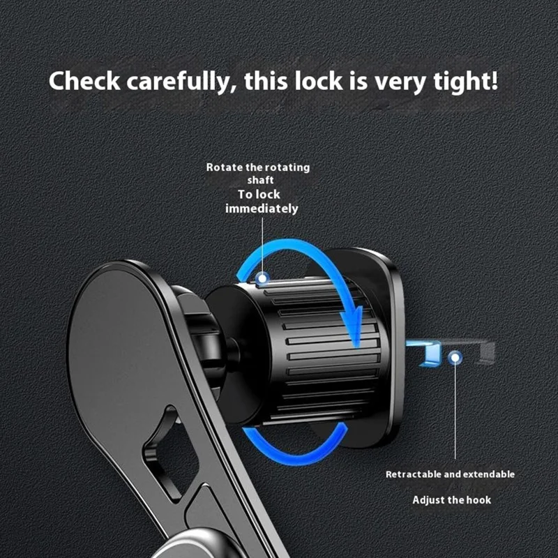 D19 Magnetic Car Phone Mount Vent Clip Rotatable Dashboard Navigation Stand Extendable Arm - Black