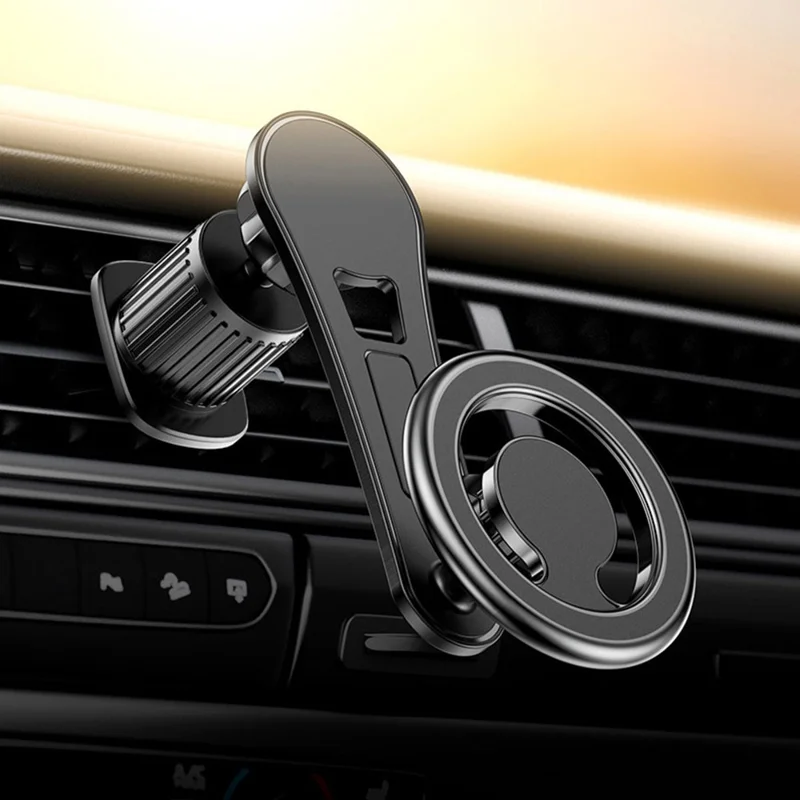 D19 Magnetic Car Phone Mount Vent Clip Rotatable Dashboard Navigation Stand Extendable Arm - Black